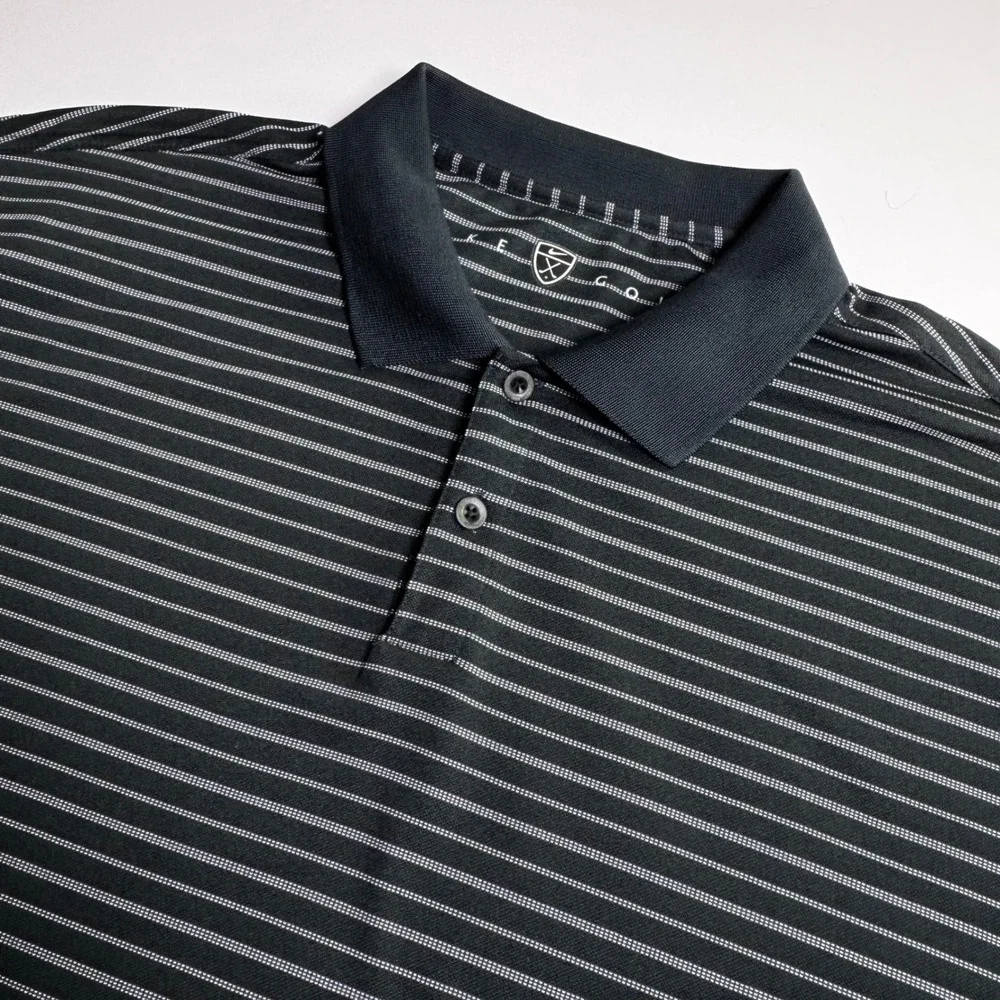 Nike Golf Mens XL Striped Polo Shirt Black Short‎ Sleeve Athletic